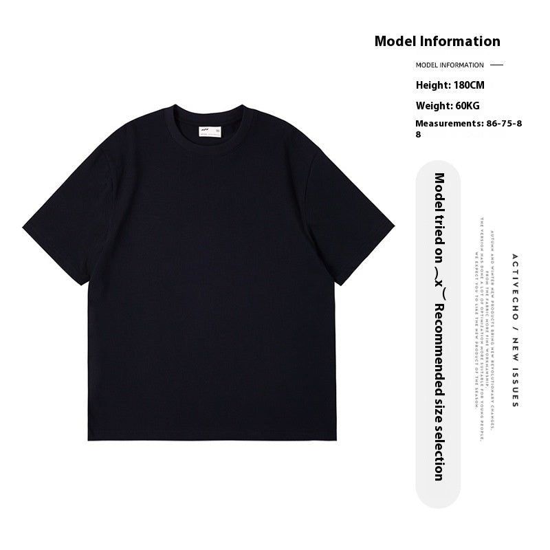 Loose Cotton Double Yarn Solid Color Half Sleeve Bottoming Shirt - Magnoir | Premium Men's Fashion