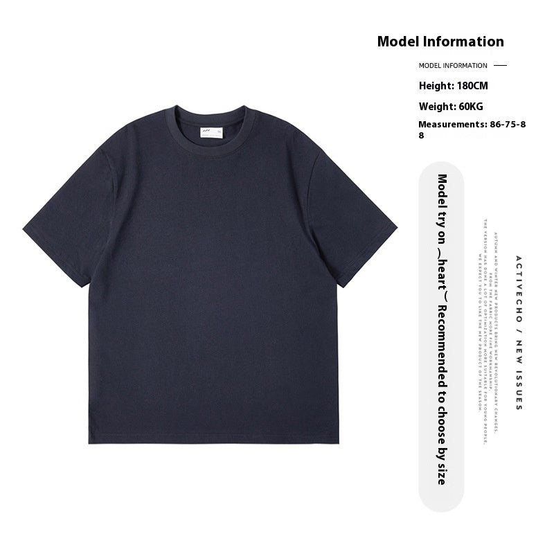 Loose Cotton Double Yarn Solid Color Half Sleeve Bottoming Shirt - Magnoir | Premium Men's Fashion