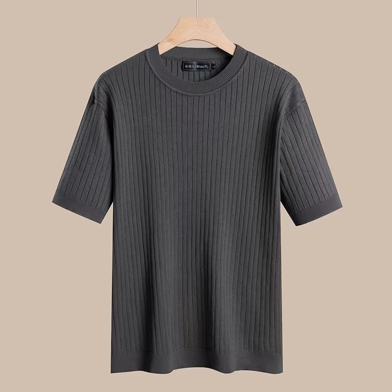 Solid Color Printing Knitted Half Sleeve Top - Magnoir | Premium Men's Fashion