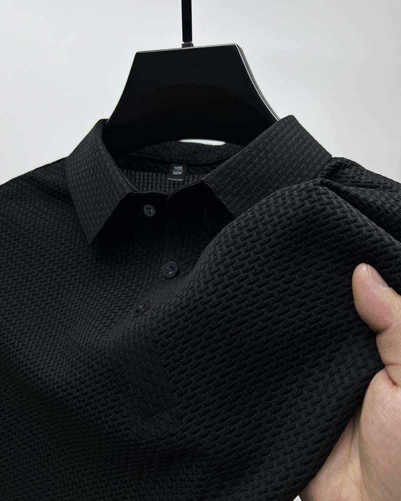 Textured Knit Polo Shirt - Stylish and Breathable Short - Sleeve Top - Magnoir | Premium Men's Fashion