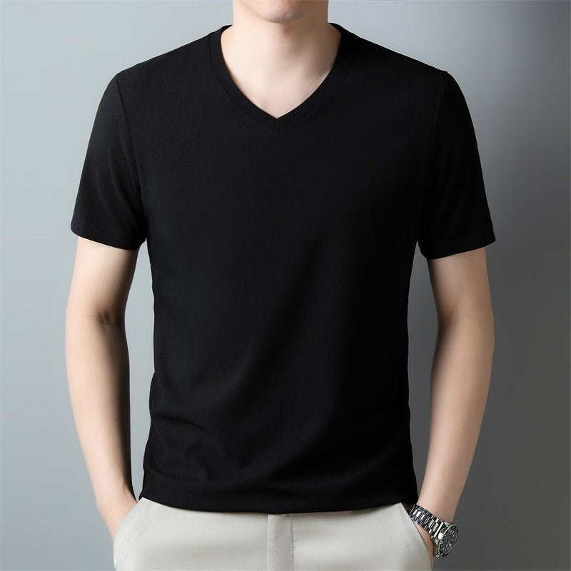 Thin Casual Solid Color And V - neck Short - sleeved T-shirt - Magnoir | Premium Men's Fashion