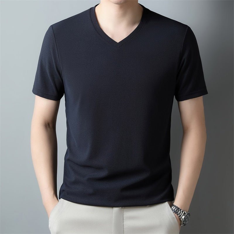 Thin Casual Solid Color And V - neck Short - sleeved T-shirt - Magnoir | Premium Men's Fashion