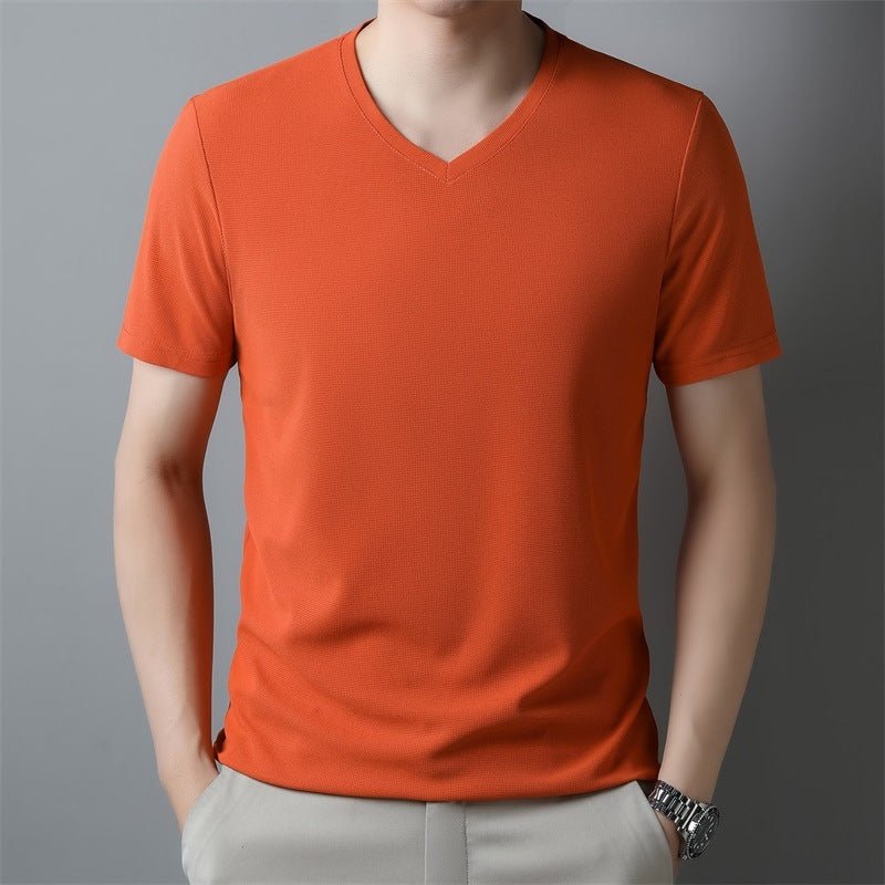 Thin Casual Solid Color And V - neck Short - sleeved T-shirt - Magnoir | Premium Men's Fashion