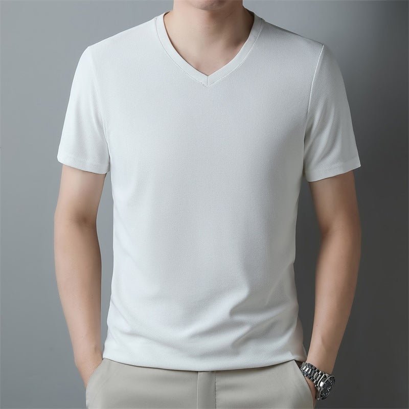 Thin Casual Solid Color And V - neck Short - sleeved T-shirt - Magnoir | Premium Men's Fashion